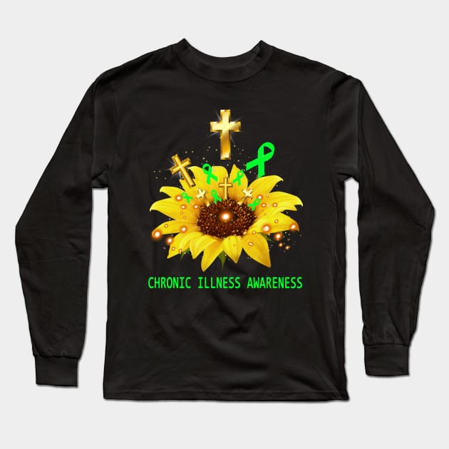 Chronic Illness Awareness Sunflower Faith Hope Love Long Sleeve T-Shirt by ThePassion99